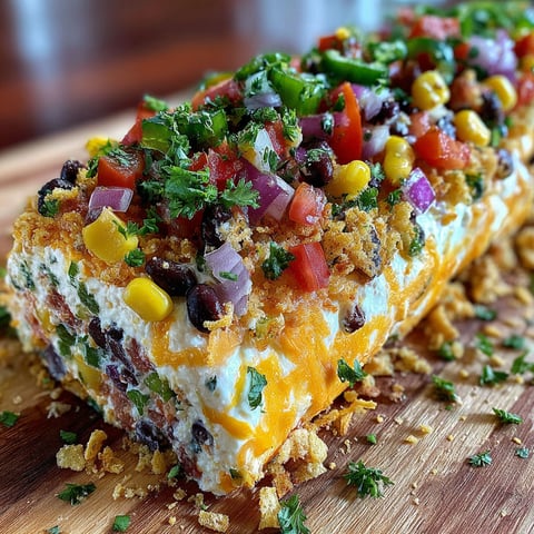 A jalapeno popper cheese log is on a wooden cutting board.