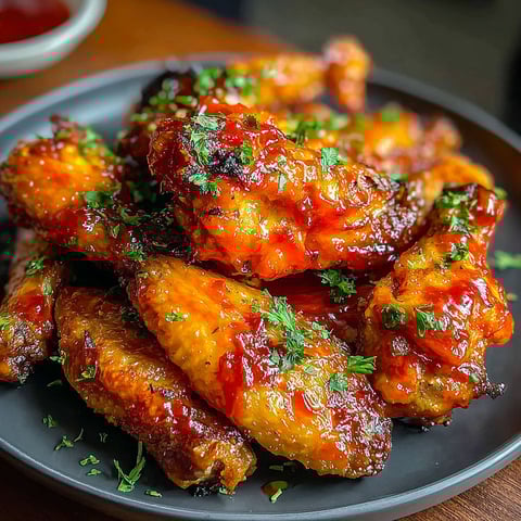 A plate of juicy chicken wings.